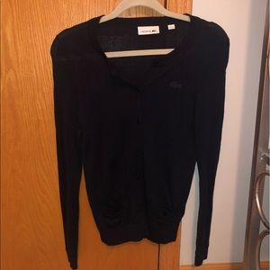 Fitted Lacoste Navy Cardigan.